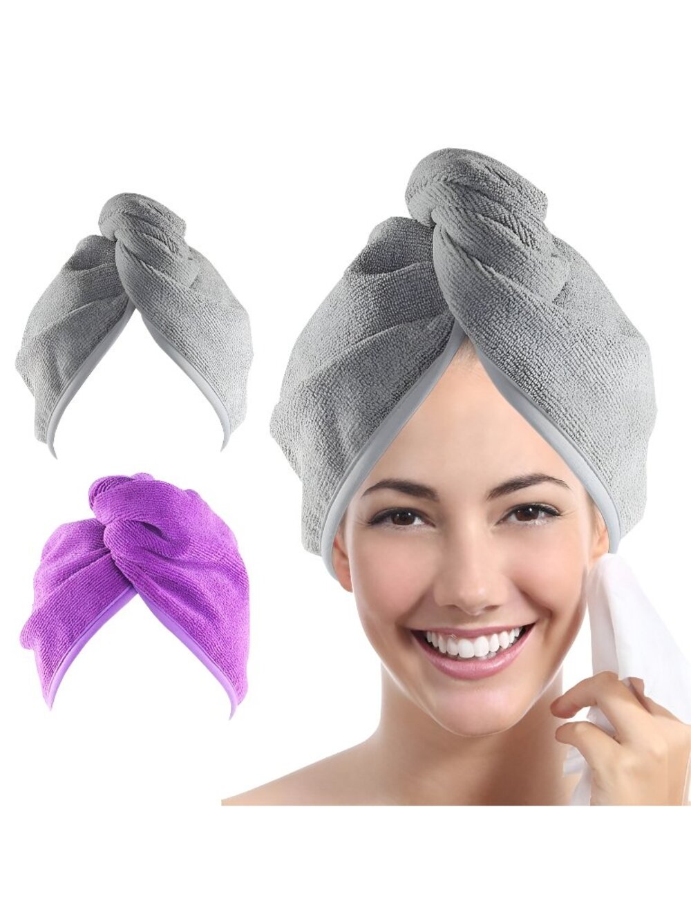 Microfiber Hair Towel Wrap 2 Pack Dry Hair Turban